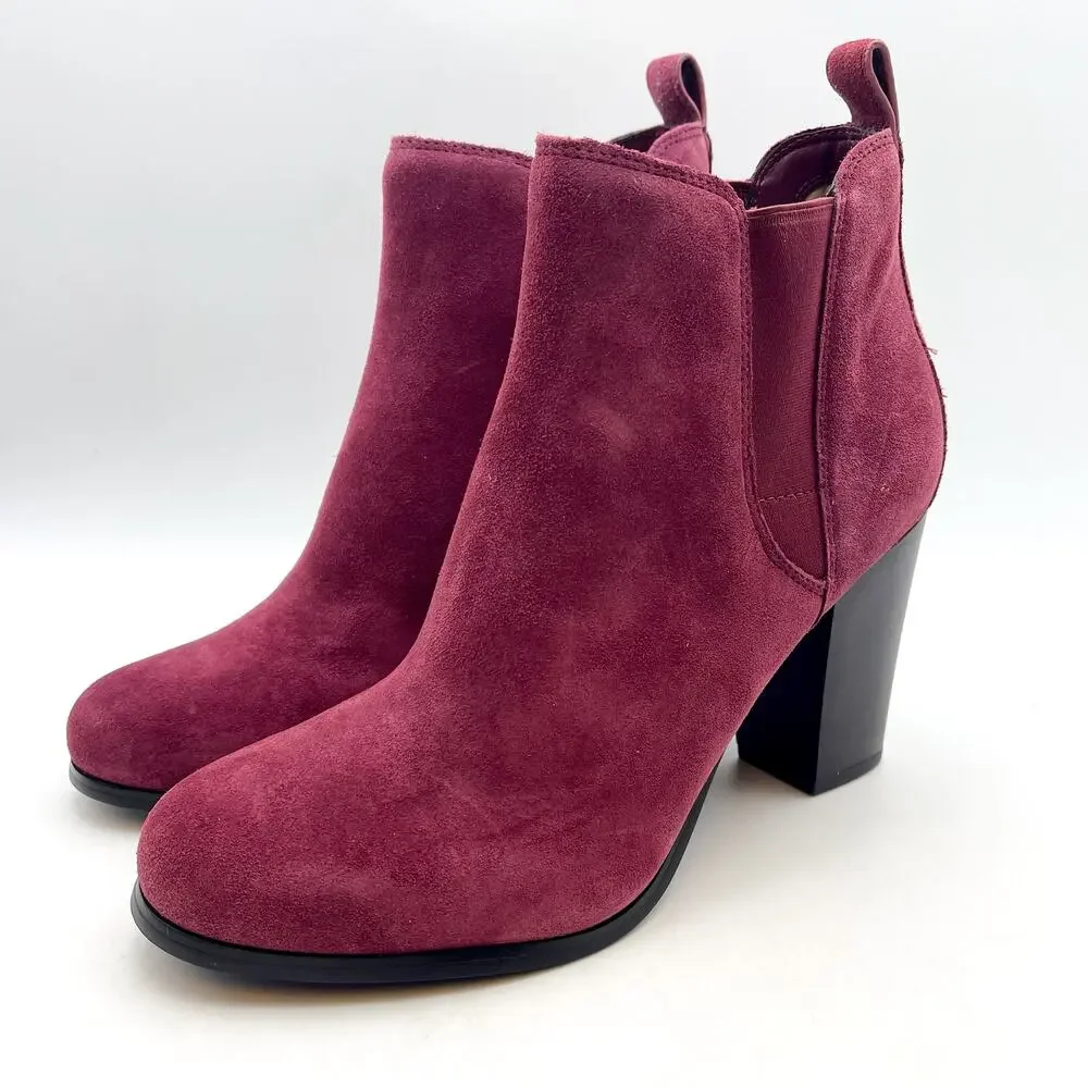 MICHAEL KORS Womens Evaline Booties Size 8.5M Mulberry Red Suede Heeled NWOB